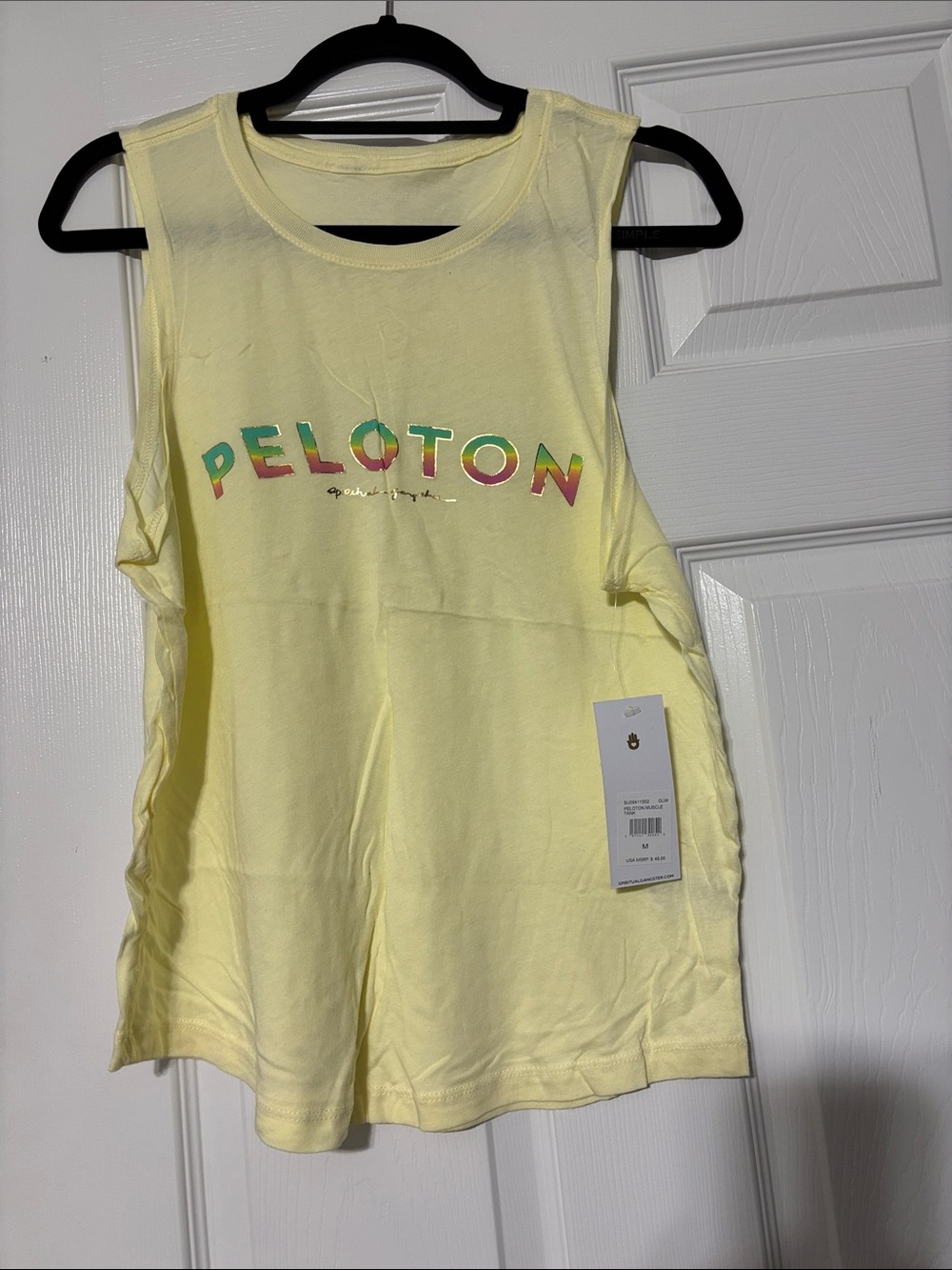 Peloton Yellow Sleeveless Logo Tank with Multicolor Lettering